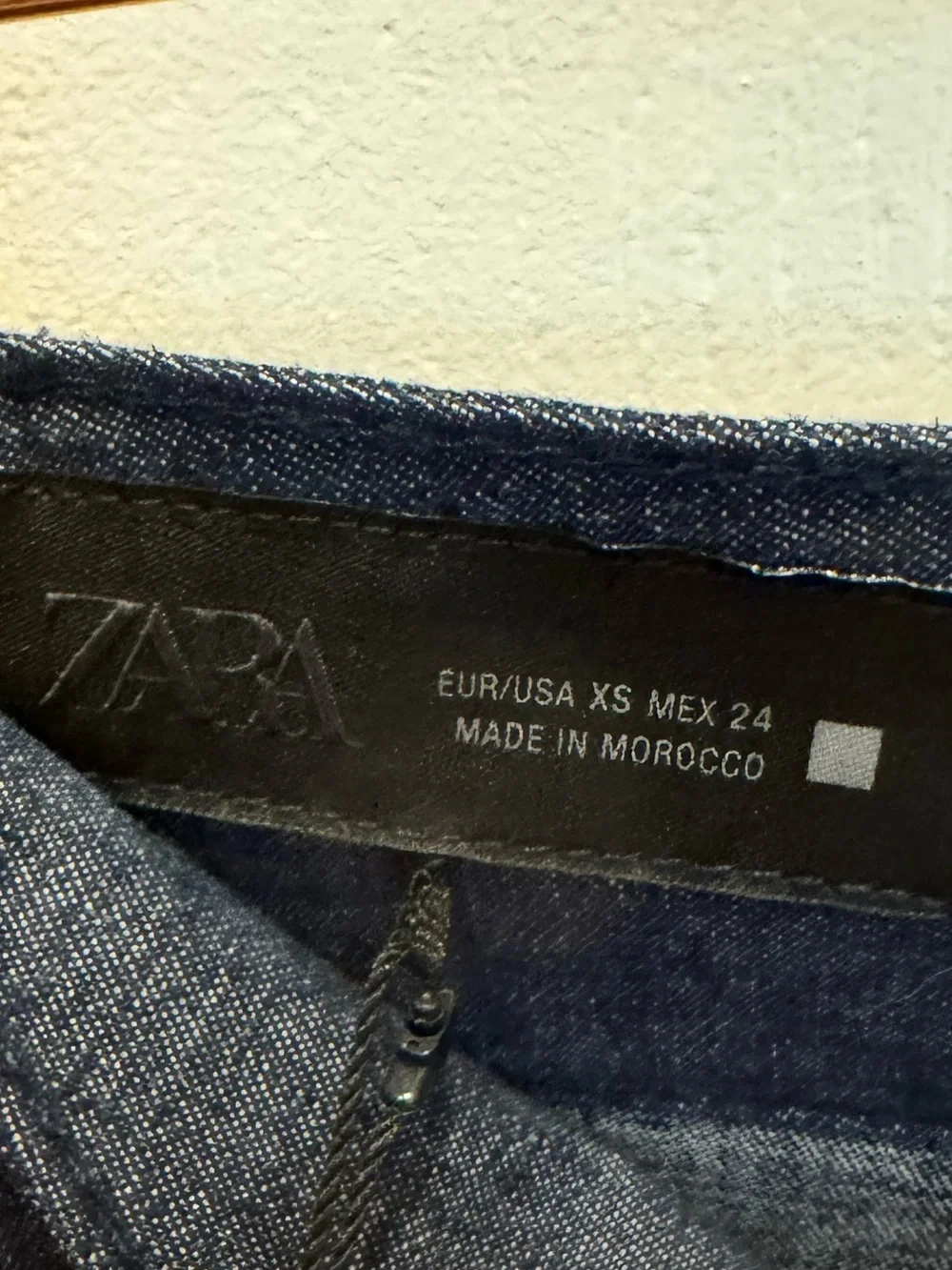ZARA Linen Blend Wide Leg Denim Culotte Pants Indigo Blue XS NWT